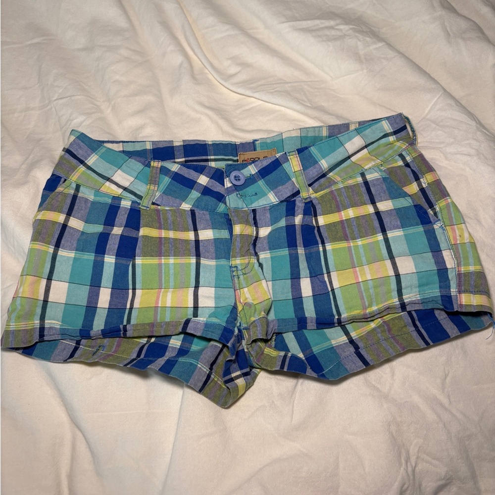 Plaid Women's Shorts - Blue and Green